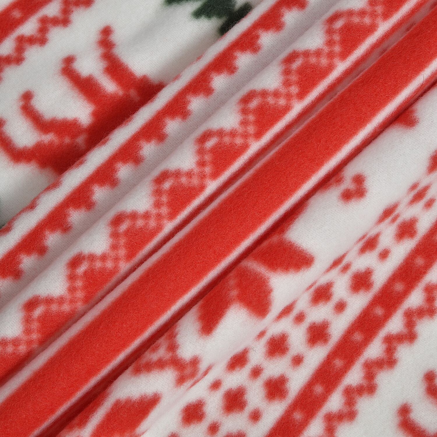 Soft Christmas Tribal Pattern Fleece Blanket (Size 170x130 Cm) - Red