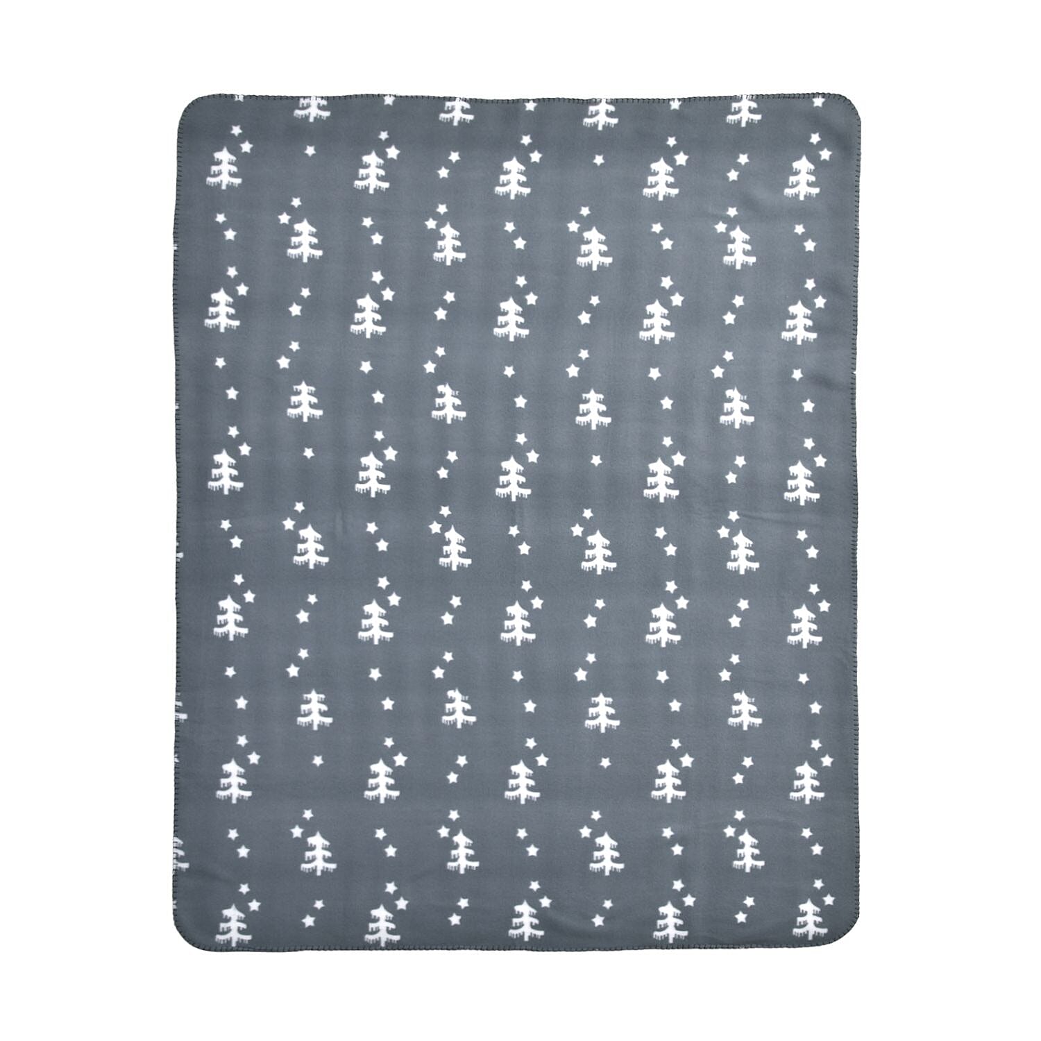 Soft Christmas Tree Pattern Fleece Blanket (Size 170x130 Cm) - Grey