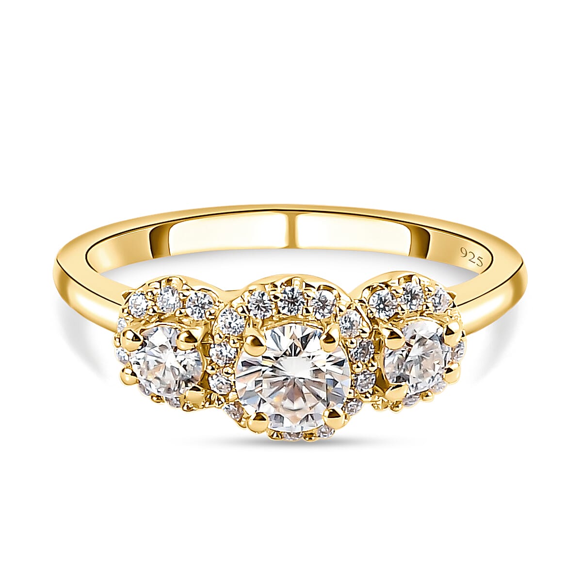 TRIPLE SPARKLE MOISSANITE HALO RING