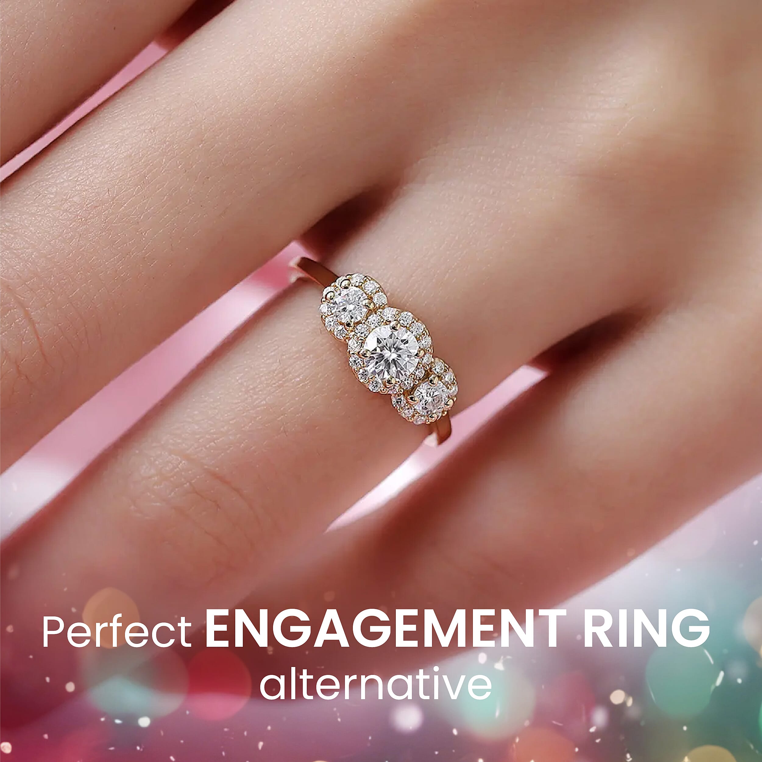 TRIPLE SPARKLE MOISSANITE HALO RING