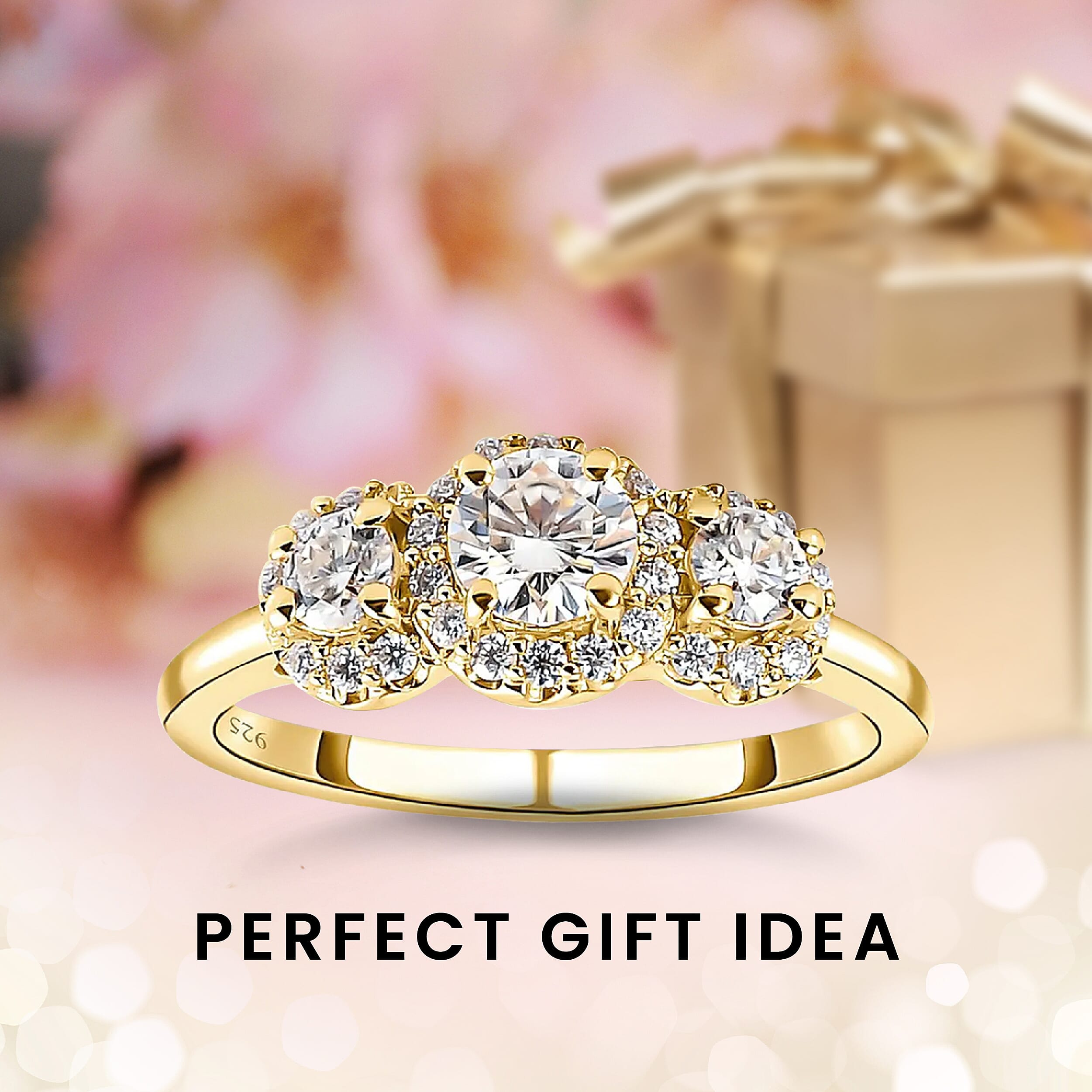 TRIPLE SPARKLE MOISSANITE HALO RING