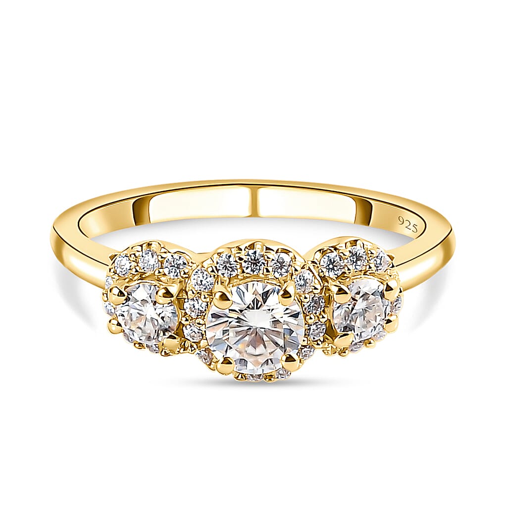 TRIPLE SPARKLE MOISSANITE HALO RING