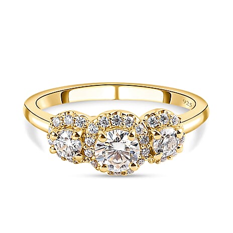 Moissanite Ring in 18K Yellow Gold Vermeil Plated Sterling Silver