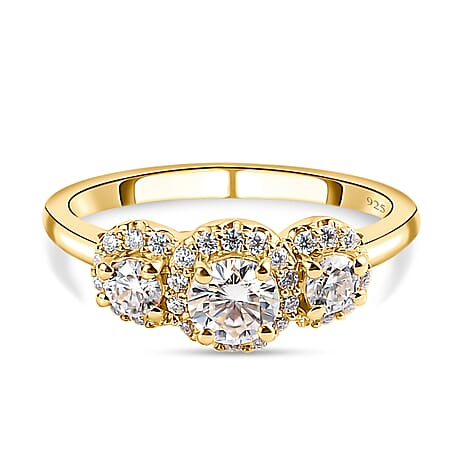 Moissanite Ring in 18K Yellow Gold Vermeil Plated Sterling Silver