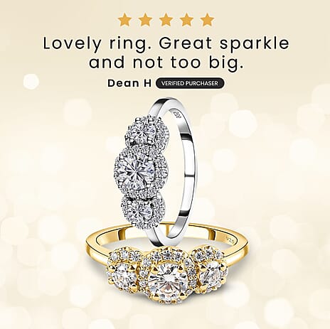 Moissanite Ring in 18K Yellow Gold Vermeil Plated Sterling Silver