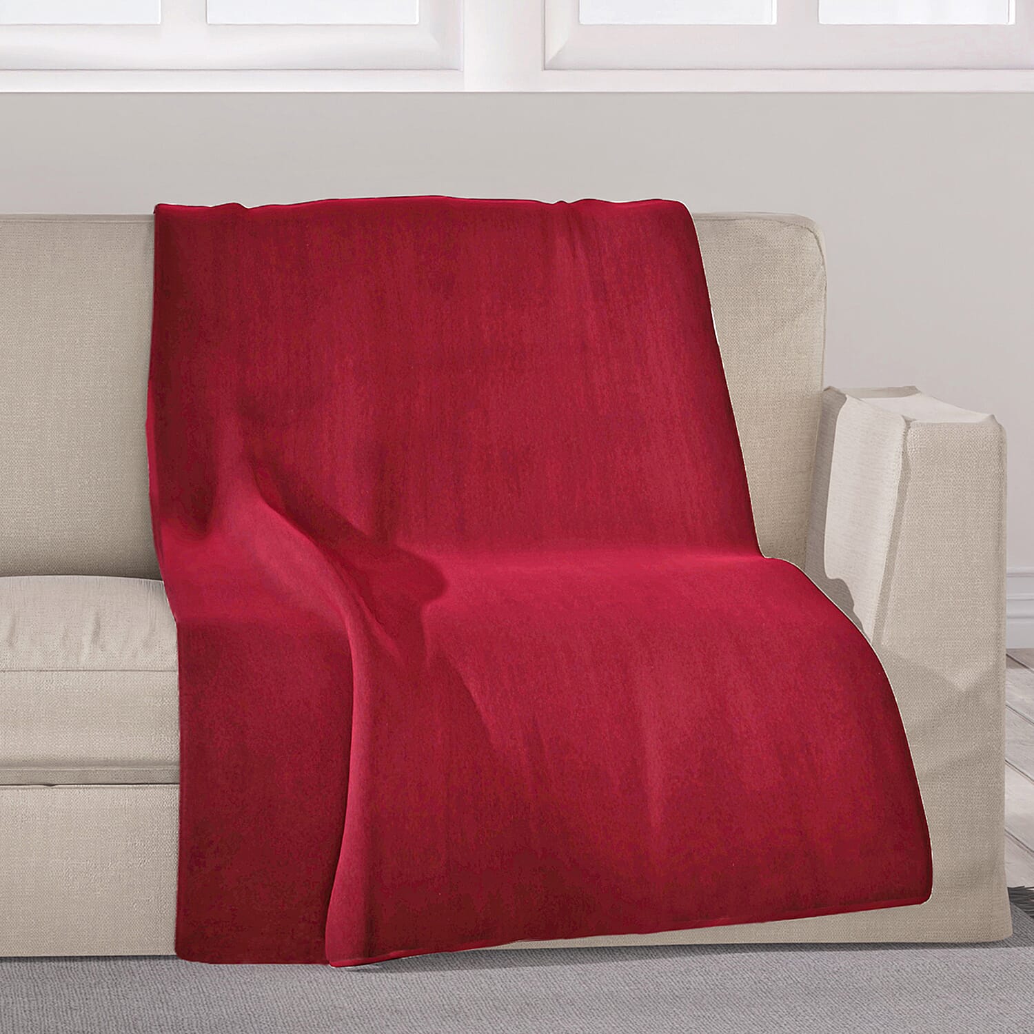 Solid Colour Fleece Blanket - Maroon