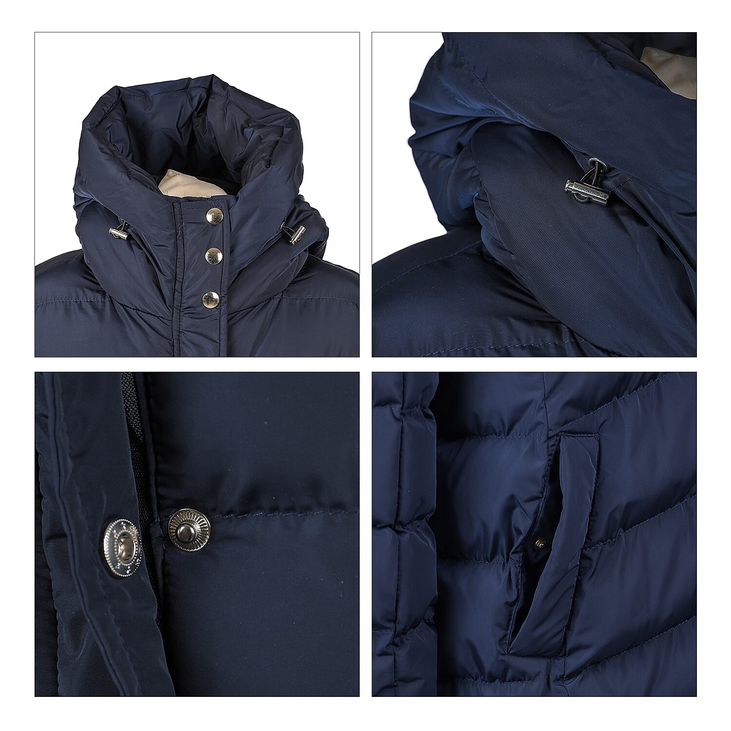 Nova of London Curve Longline Puffer Jacket - Navy