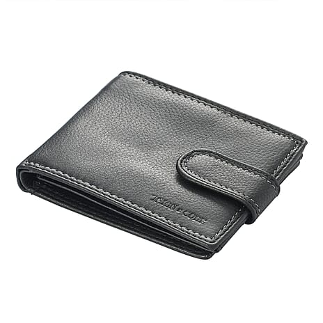100% Genuine Leather RFID Protected Bi-Fold Mens Wallet (Size 4x3 Cm) - Black