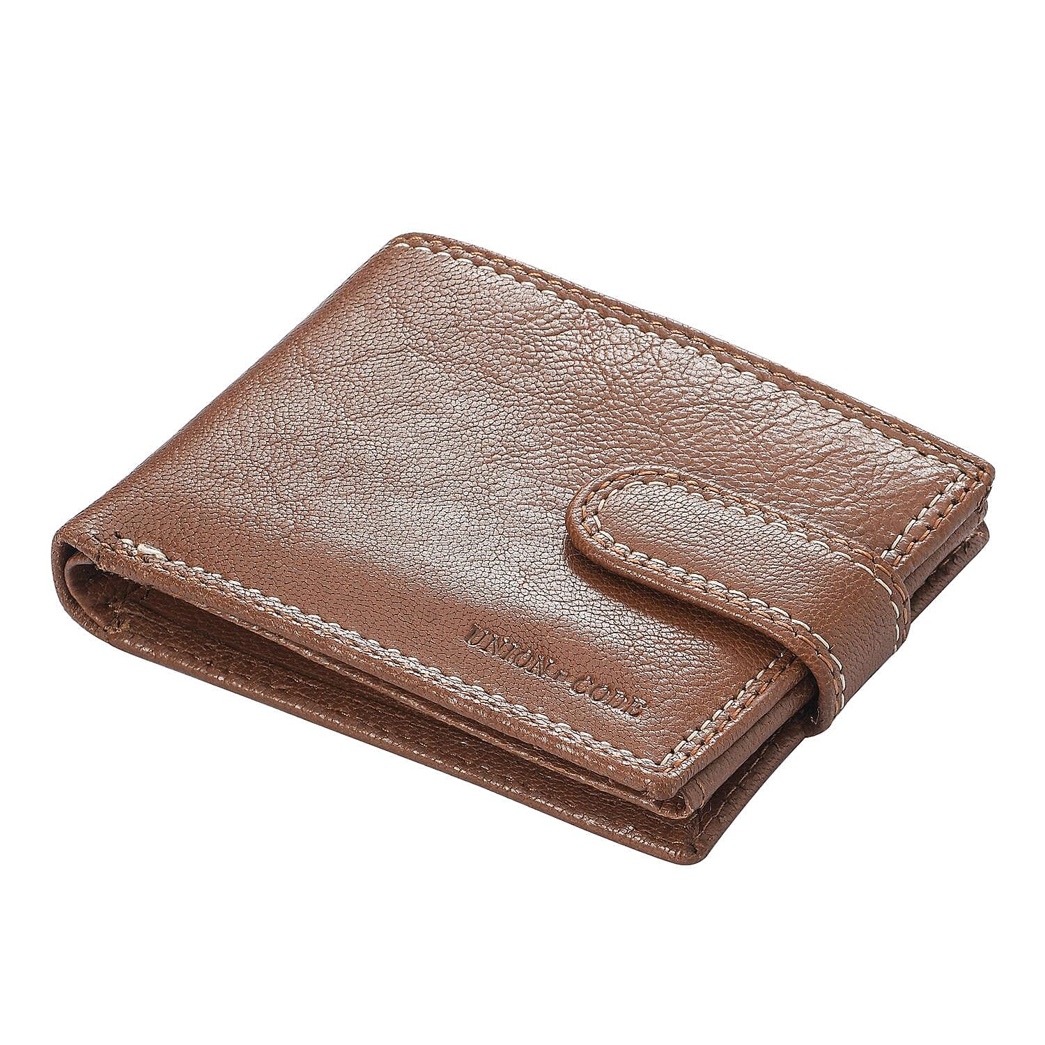 100% Genuine Leather RFID Protected Bi-Fold Mens Wallet (Size 4x3 Cm) - Cognac