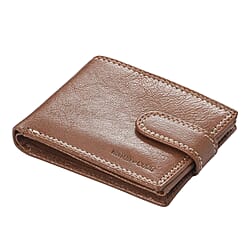 100% Genuine Leather RFID Protected Bi-Fold Mens Wallet (Size 4x3 Cm) - Cognac