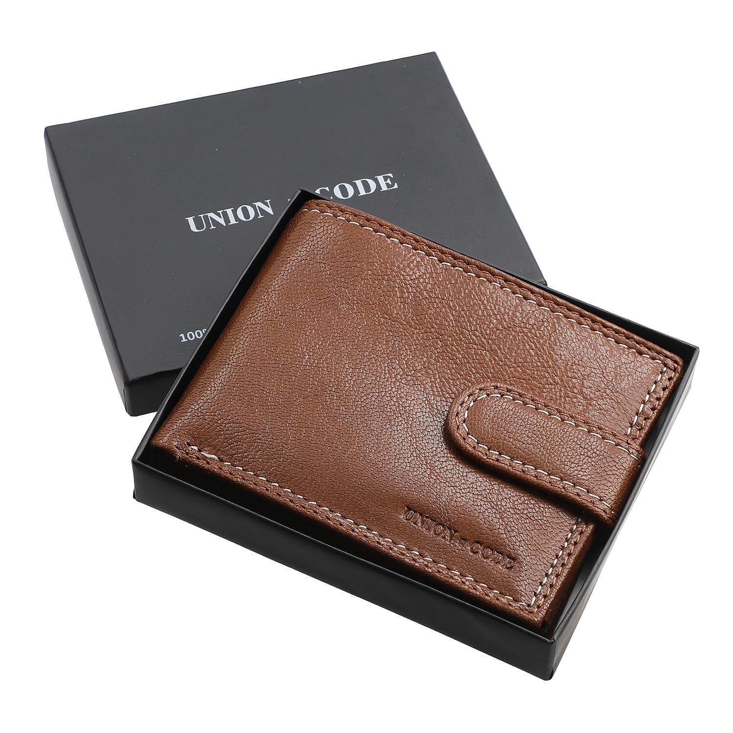 100% Genuine Leather RFID Protected Bi-Fold Mens Wallet (Size 4x3 Cm) - Cognac