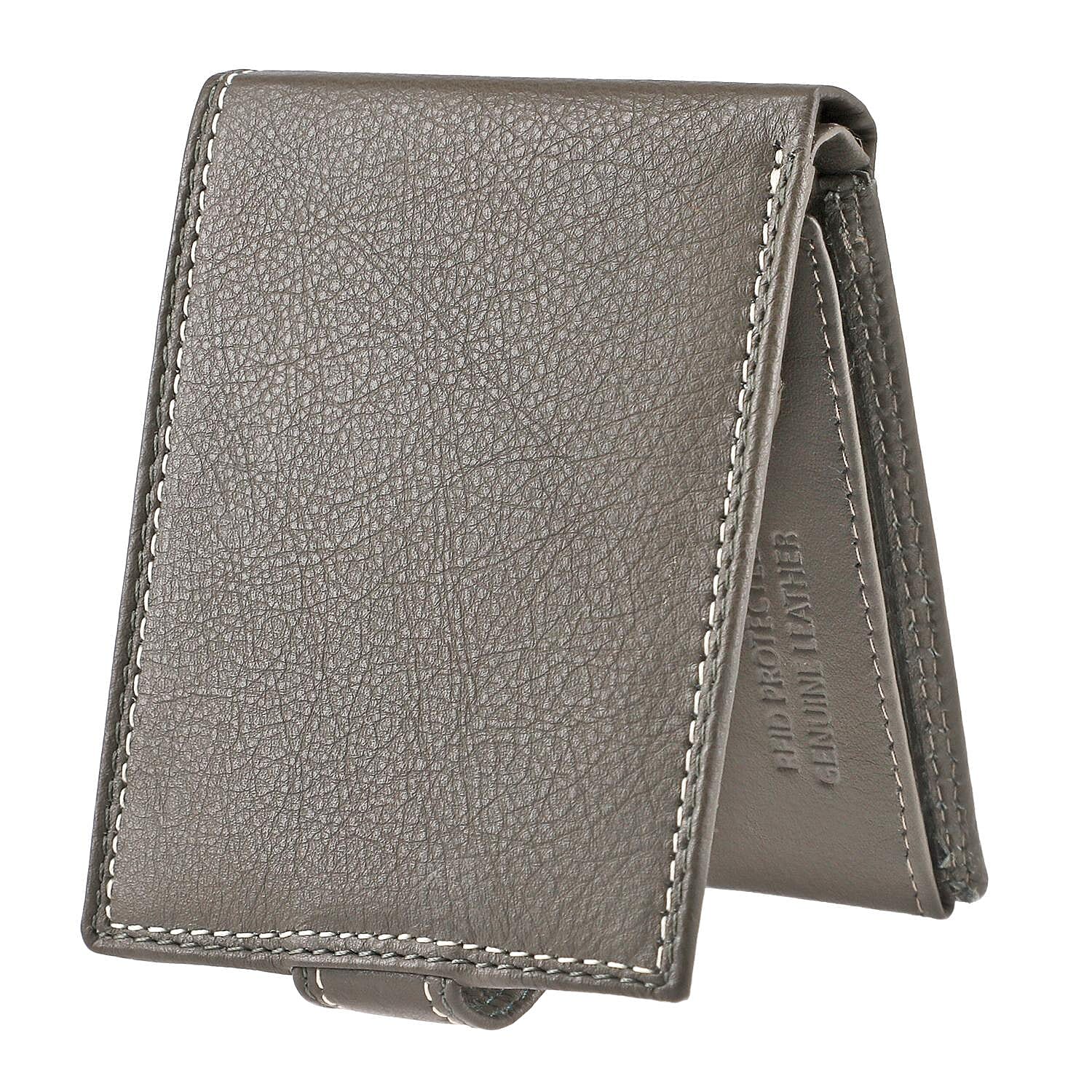 100% Genuine Leather RFID Protected Bi-Fold Mens Wallet (Size 4x3 Cm) - Taupe