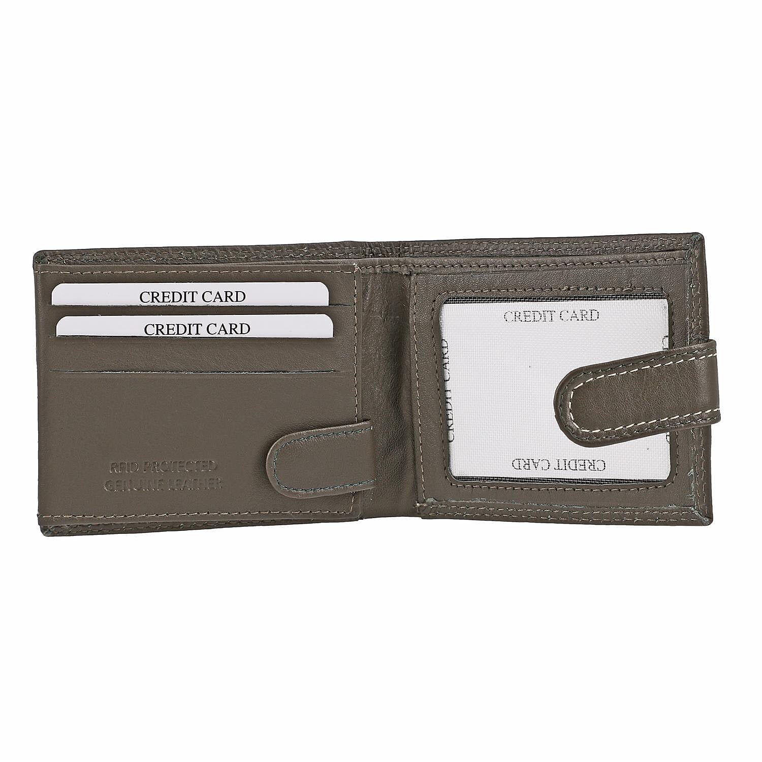 100% Genuine Leather RFID Protected Bi-Fold Mens Wallet (Size 4x3 Cm) - Taupe