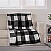  Tjc Square Pattern Double Layer Sherpa Blanket - Black & White