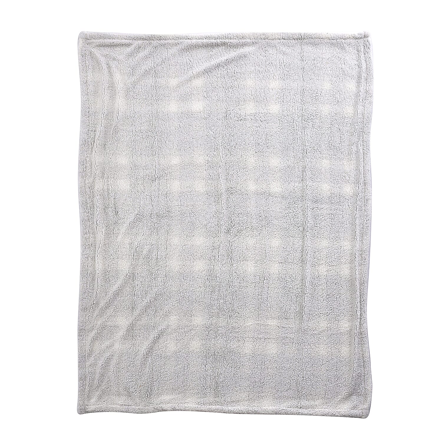 Tjc Square Pattern Sherpa Blanket (Size 150x115 Cm) - Green, White and Brown