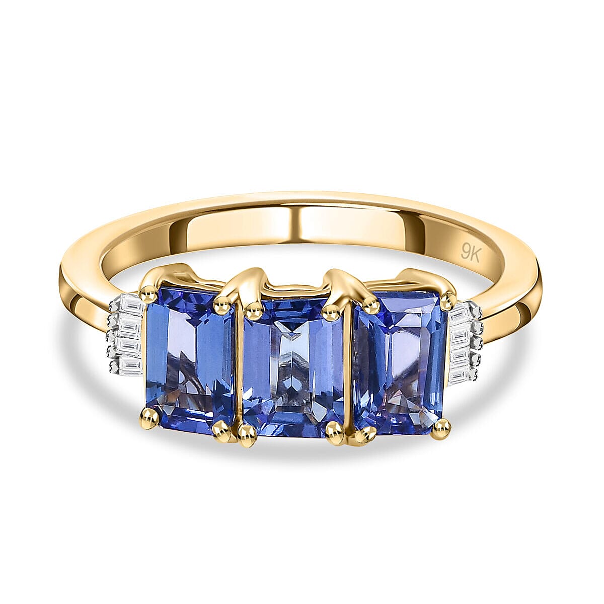 9K Yellow Gold Tanzanite and Diamond Ring 1.72 Ct.