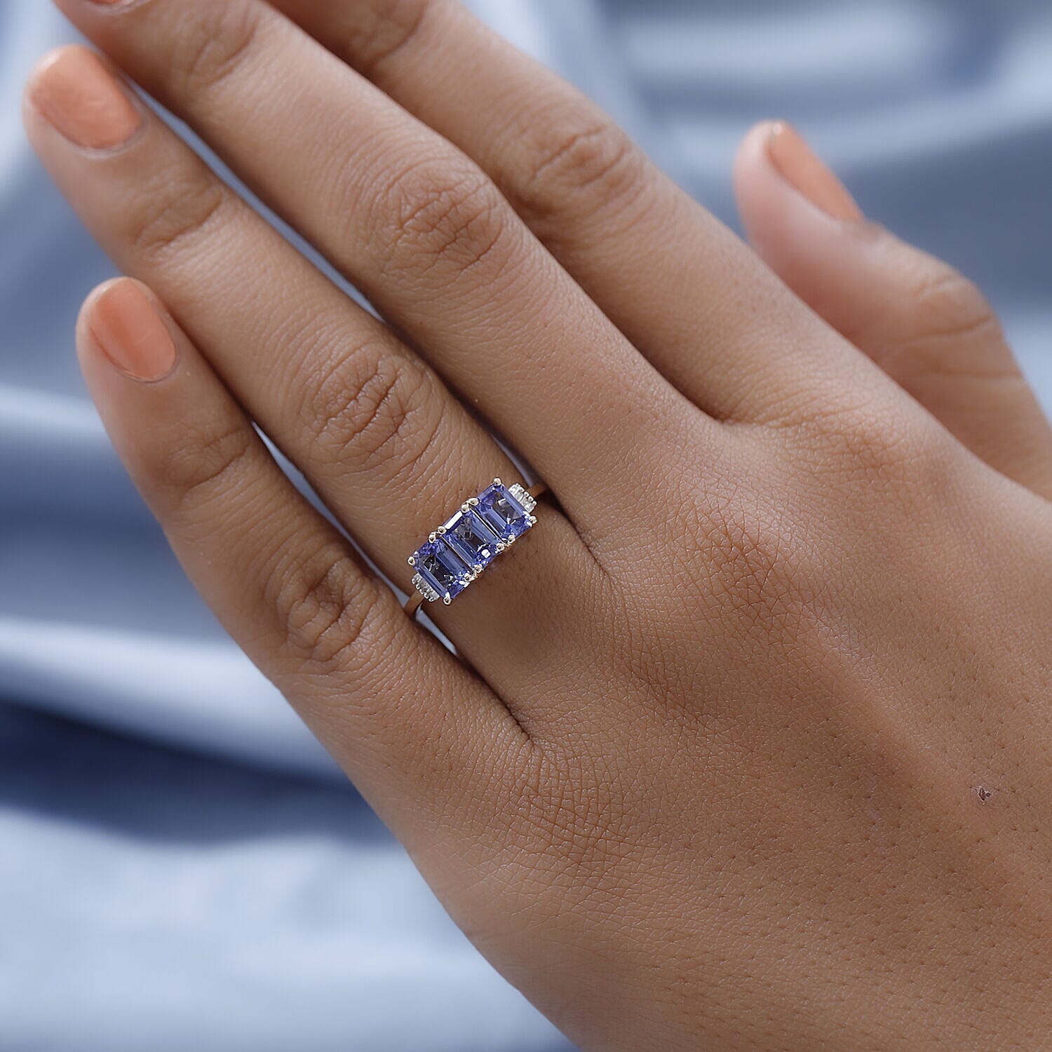 9K Yellow Gold Tanzanite and Diamond Ring 1.72 Ct.