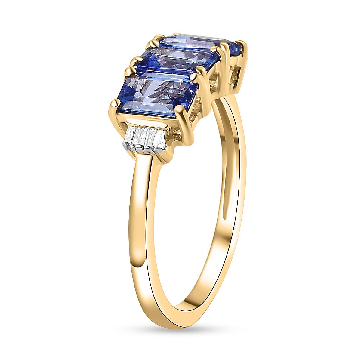 9K Yellow Gold Tanzanite and Diamond Ring 1.72 Ct.