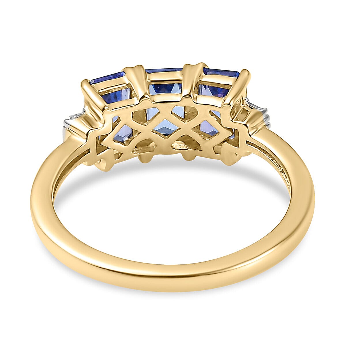 9K Yellow Gold Tanzanite and Diamond Ring 1.72 Ct.