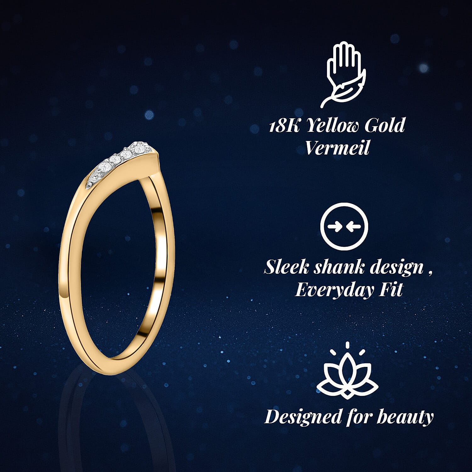 Diamond Wishbone Ring in Sterling Silver