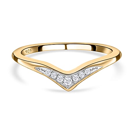 Diamond Wishbone Ring in 18K Vermeil Yellow Gold Plated Sterling Silver 0.050 Ct.