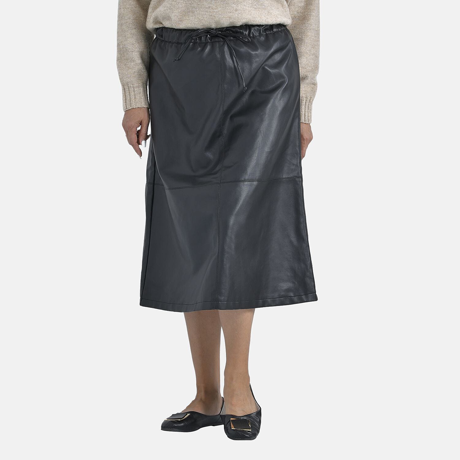 TAMSY Leatherette Skirt (Size S, 8-10) - Black