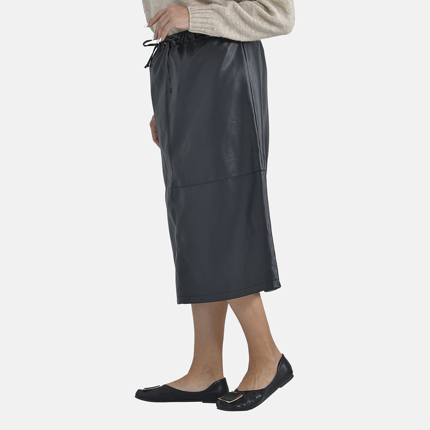 TAMSY Leatherette Skirt (Size M, 12-14) - Black