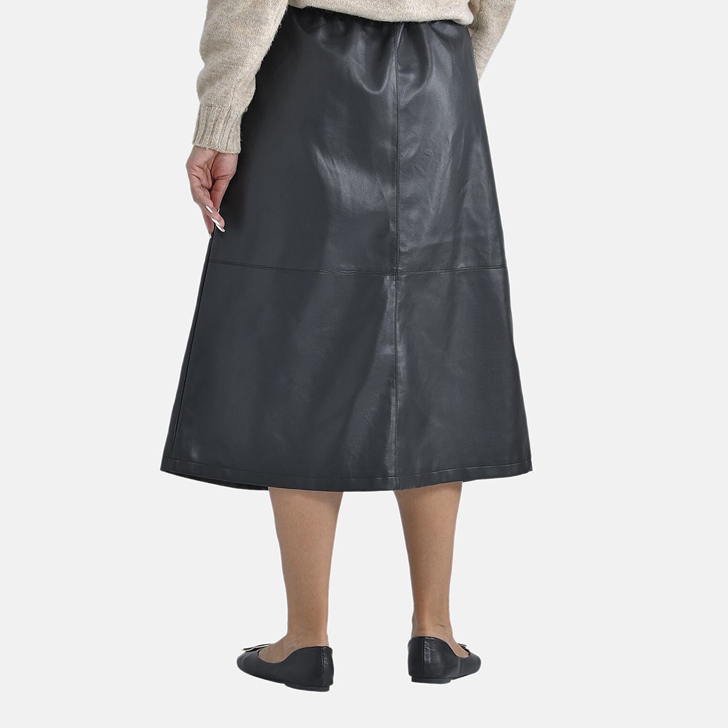 TAMSY Leatherette Skirt (Size XL, 20-22) - Black