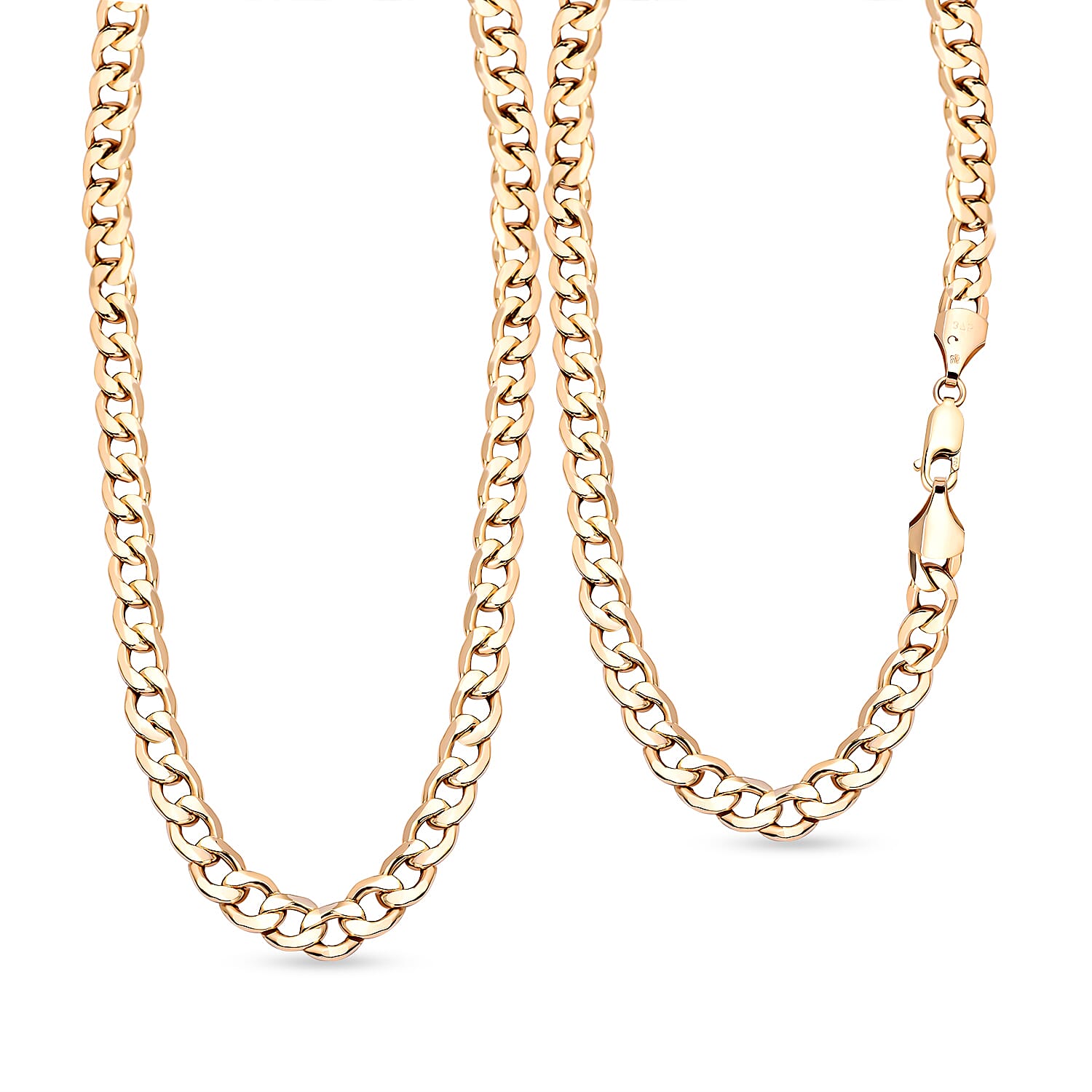 9K Yellow Gold Flat Curb Necklace (Size - 22) with Lobster Clasp, Gold Wt. 20.32 Gms