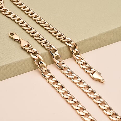 9K Yellow Gold Flat Curb Necklace (Size - 22) with Lobster Clasp, Gold Wt. 20.32 Gms