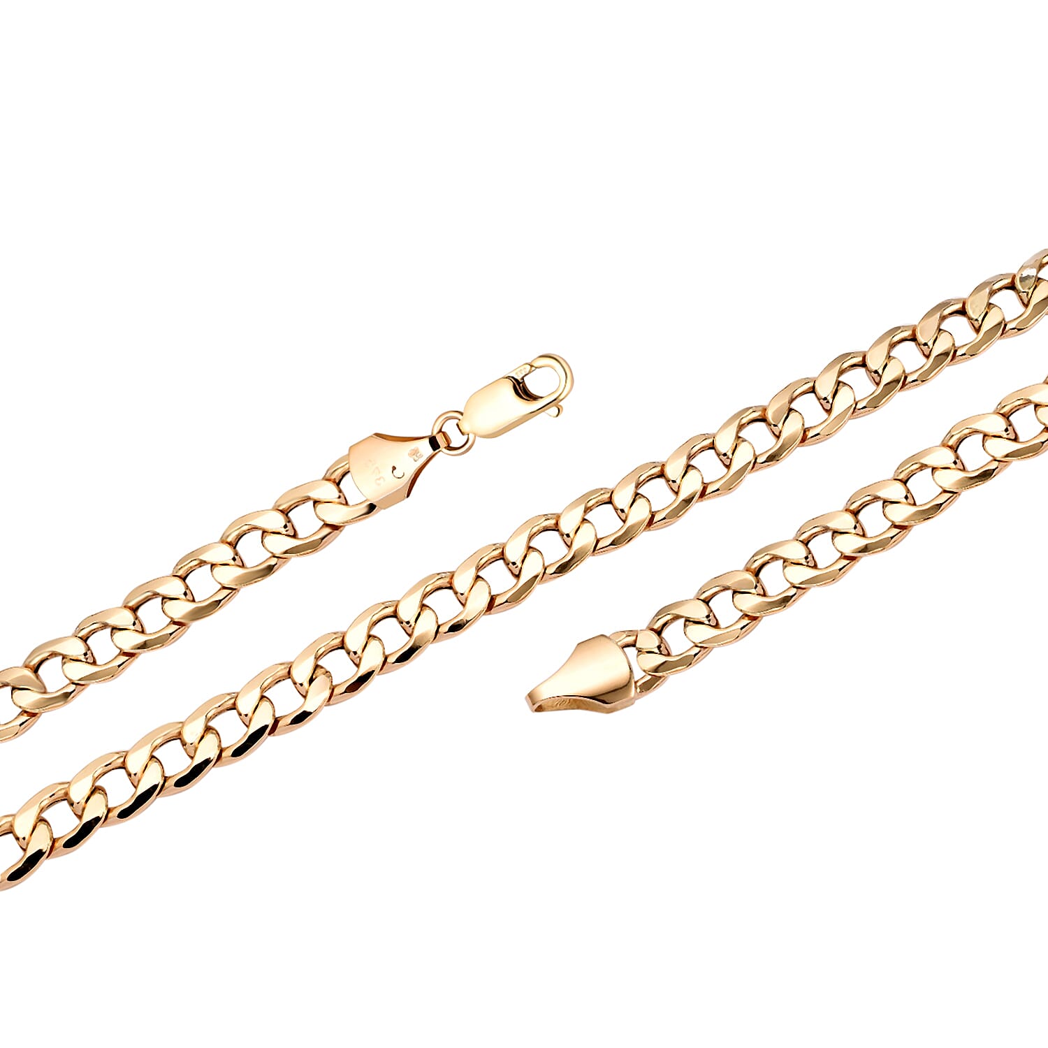 9K Yellow Gold Flat Curb Necklace (Size - 22) with Lobster Clasp, Gold Wt. 20.32 Gms