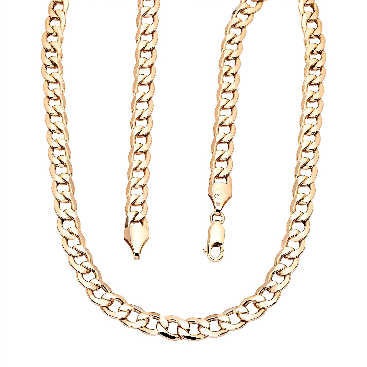 9K Yellow Gold Flat Curb Necklace (Size - 22) with Lobster Clasp, Gold Wt. 20.32 Gms