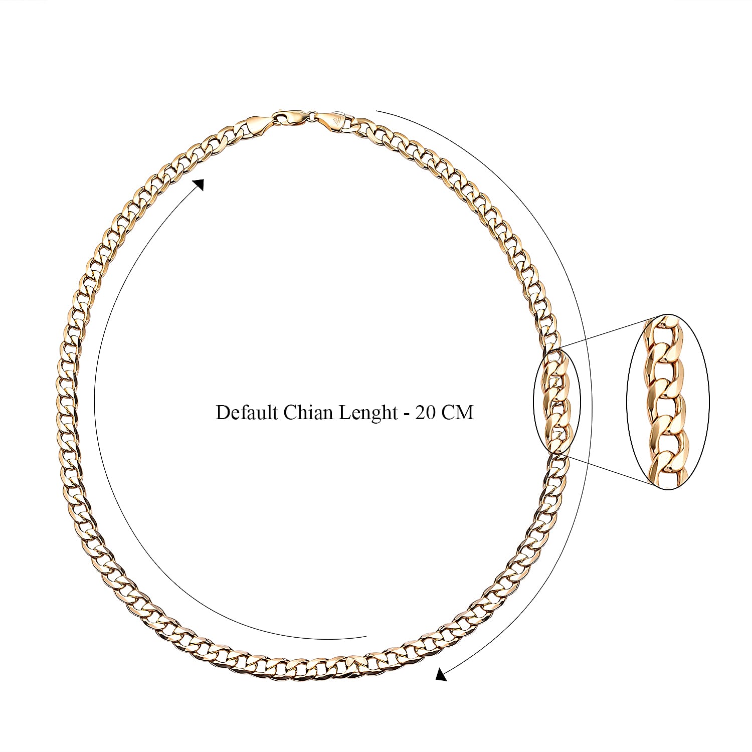 9K Yellow Gold Flat Curb Necklace (Size - 22) with Lobster Clasp, Gold Wt. 20.32 Gms