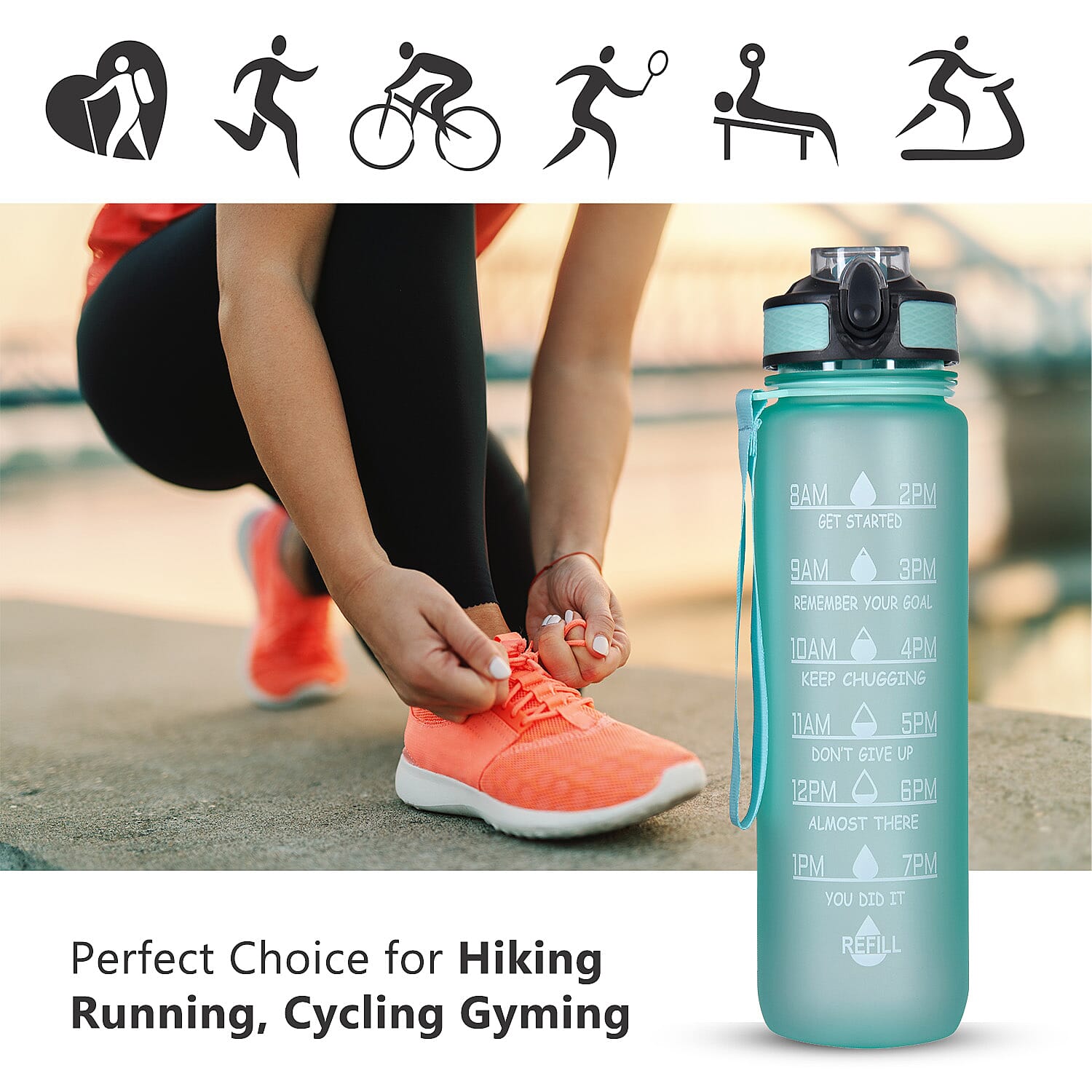 Soul Smart Water Bottle (Size 28x7 Cm) - Green & Black