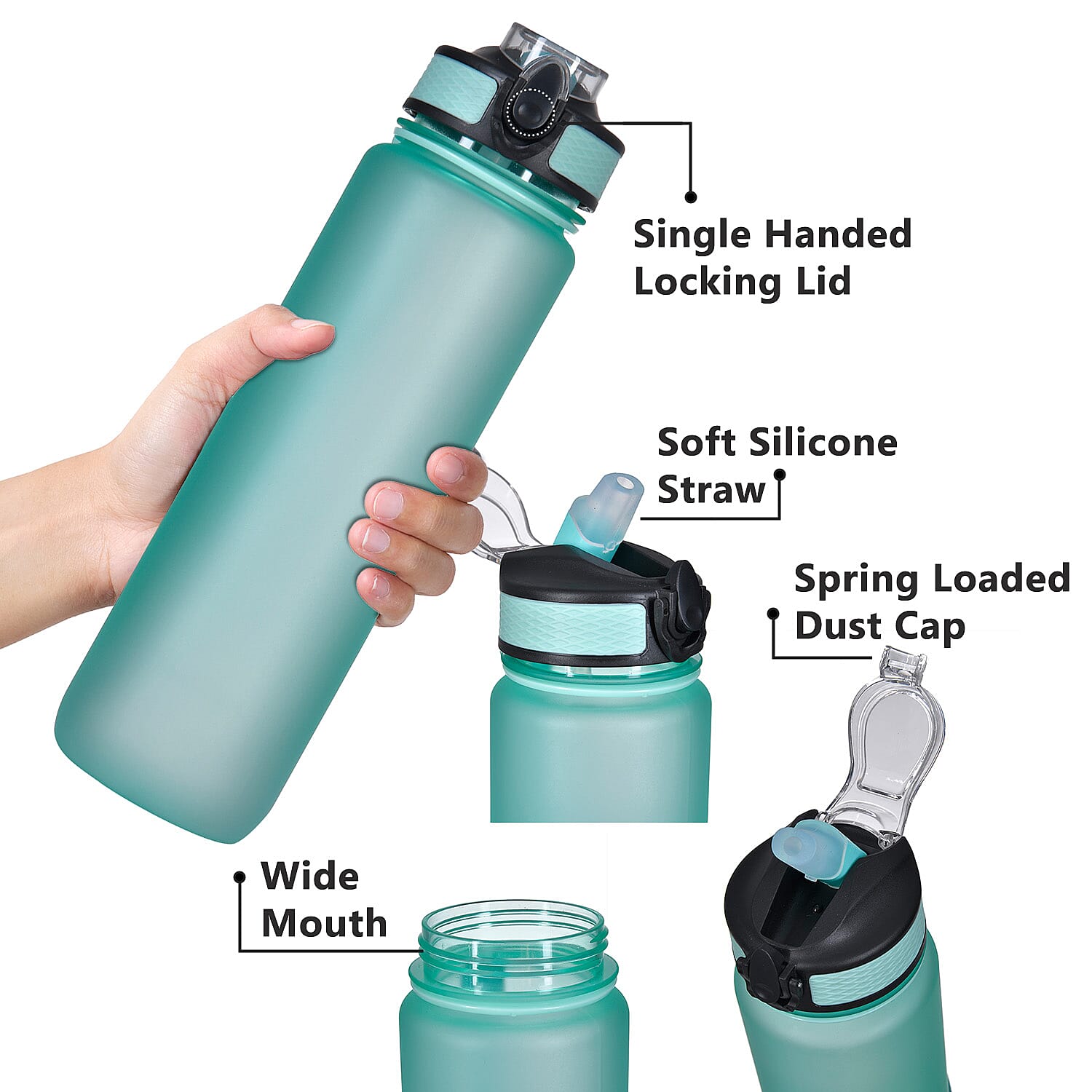Soul Smart Water Bottle (Size 28x7 Cm) - Green & Black