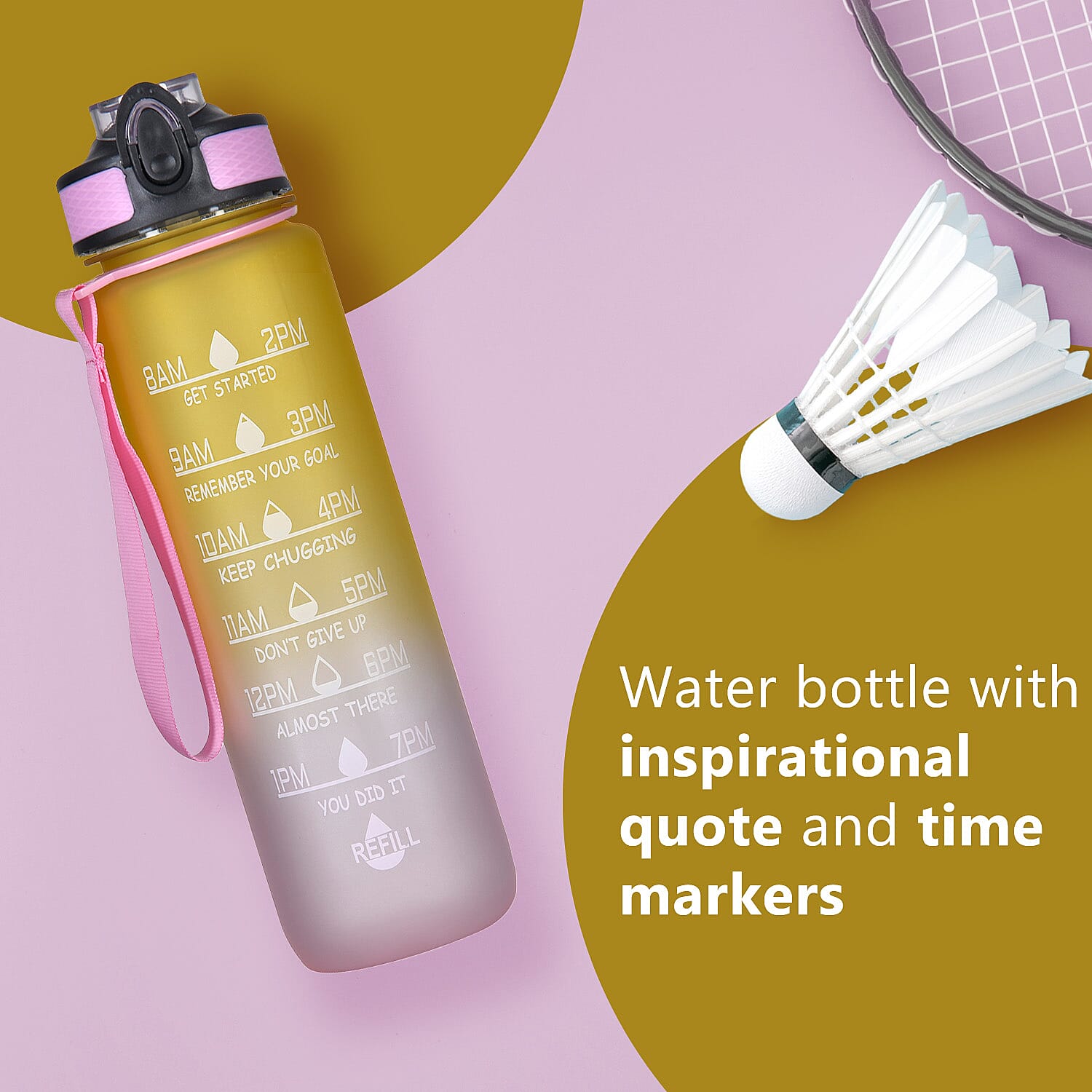 Soul Smart Water Bottle (Size 28x7 Cm) - Yellow & Pink