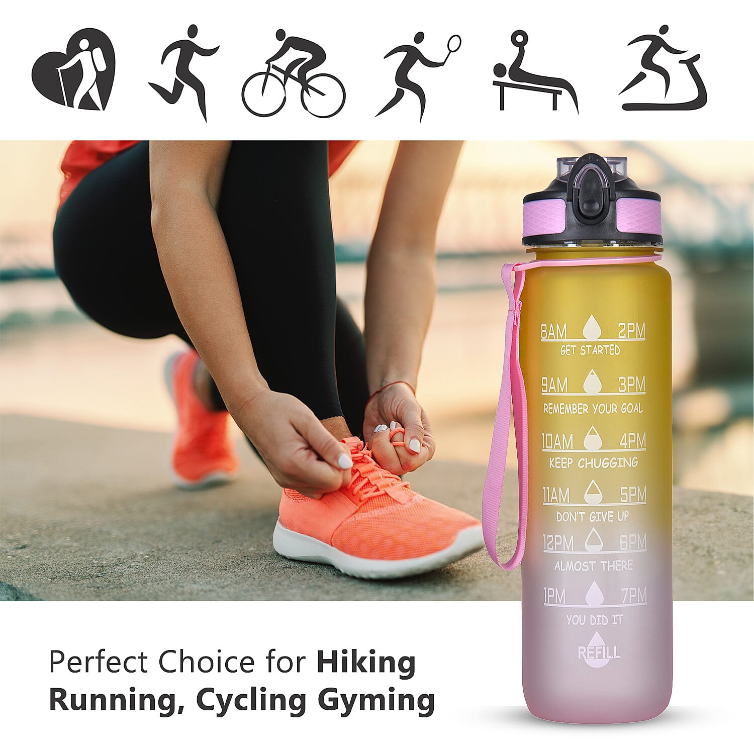 Soul Smart Water Bottle (Size 28x7 Cm) - Yellow & Pink