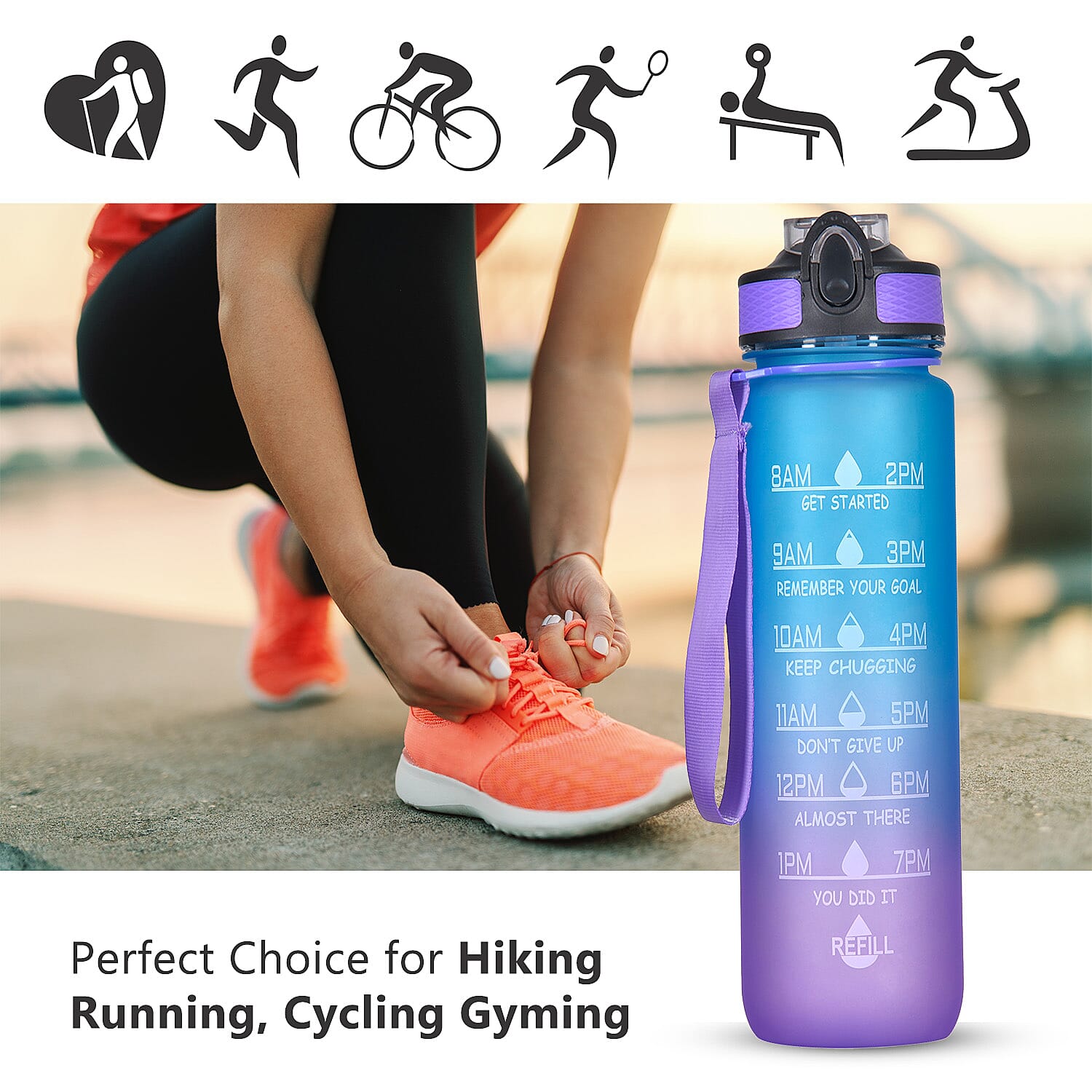 Soul Smart Water Bottle (Size 28x7 Cm) - Purple & Pink