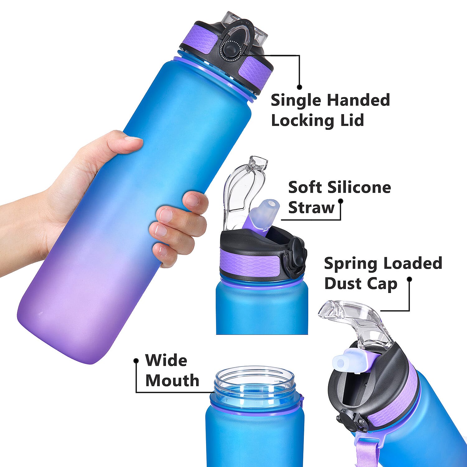 Soul Smart Water Bottle (Size 28x7 Cm) - Purple & Pink