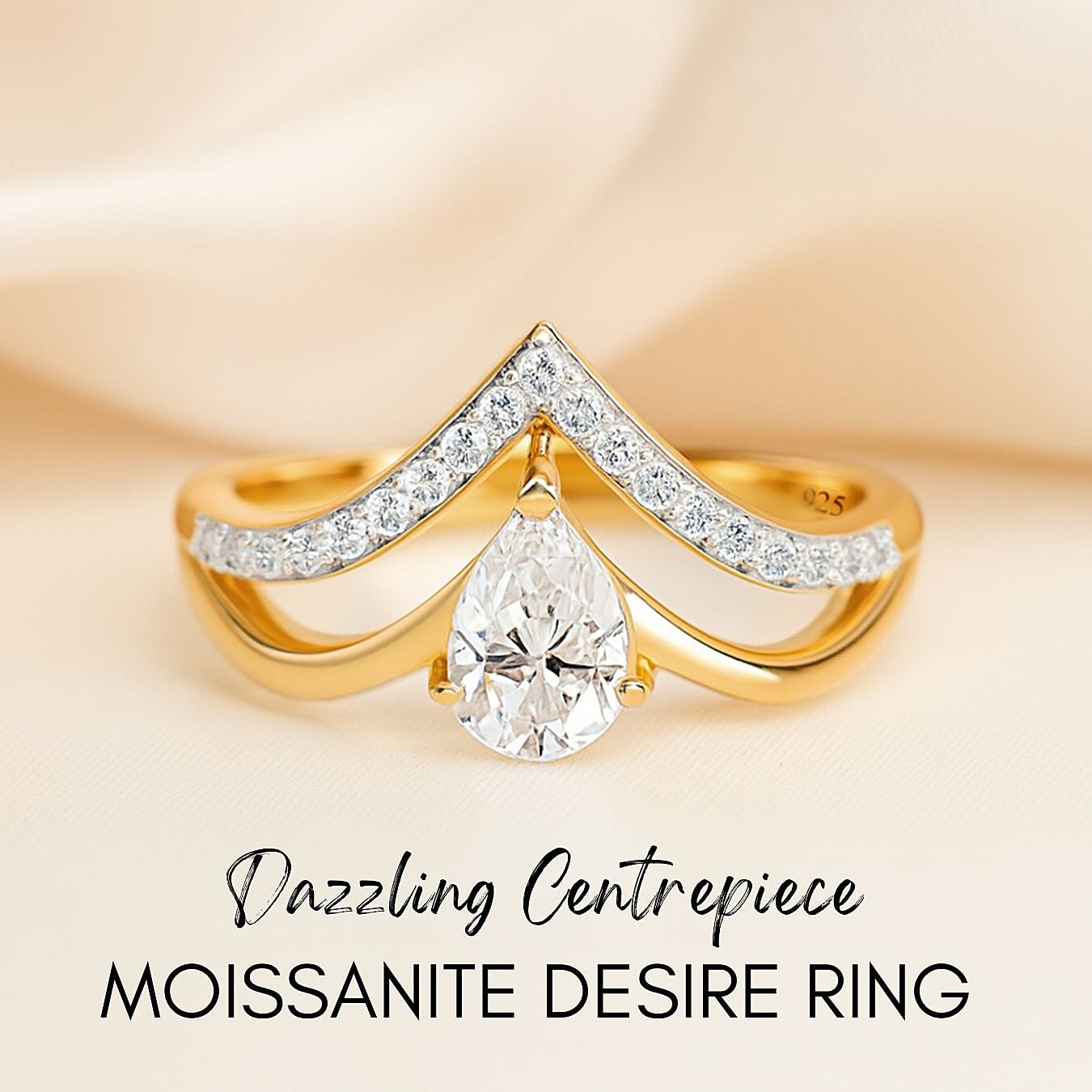 Moissanite Ring in Sterling Silver