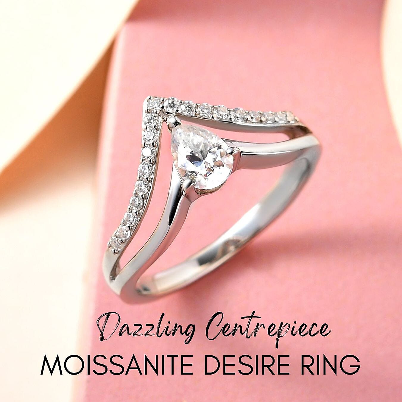 Moissanite Ring in Sterling Silver