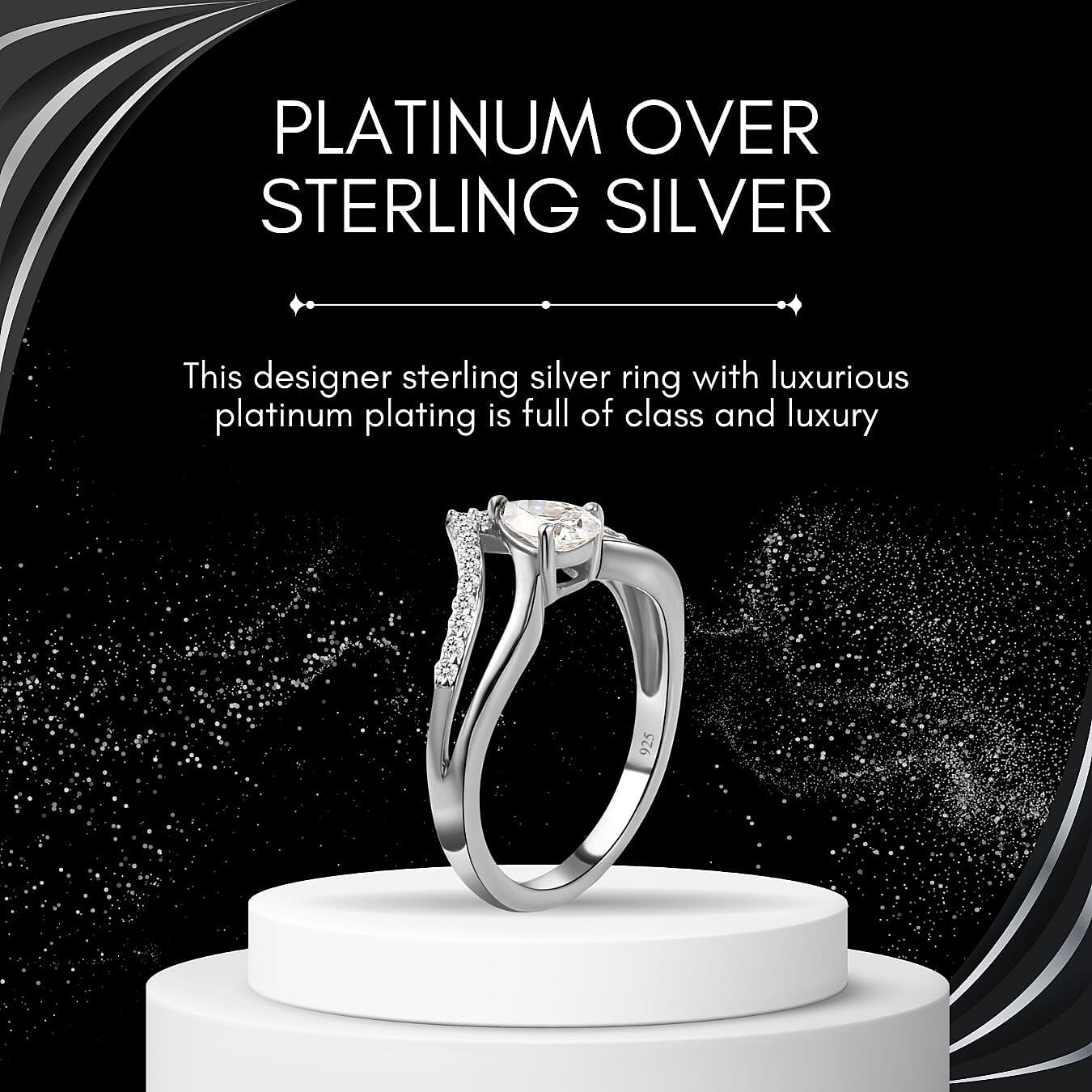 Moissanite Ring in Sterling Silver