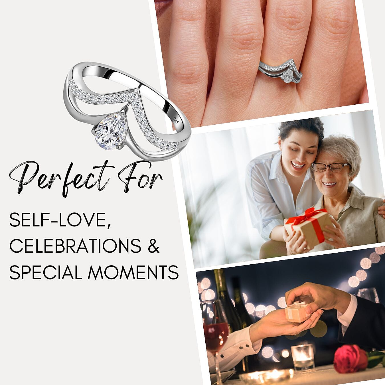 Moissanite Ring in Sterling Silver