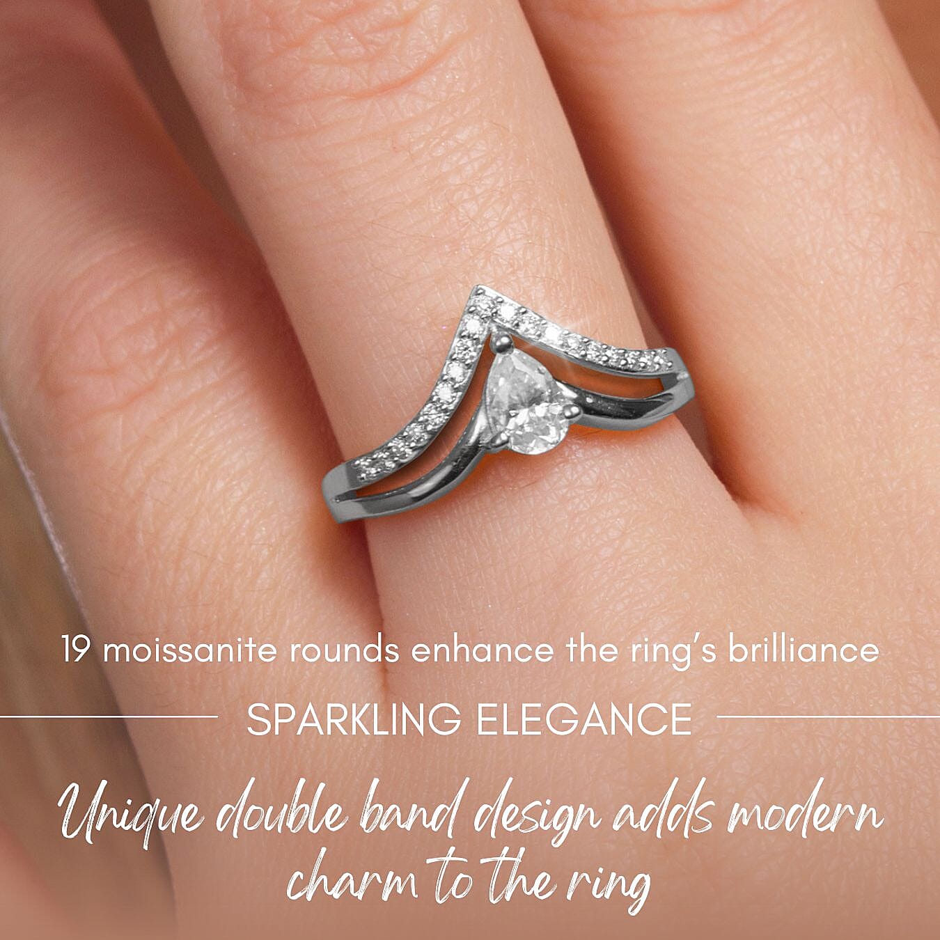 Moissanite Ring in Sterling Silver