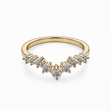 Moissanite Scatter Wishbone Ring in 18K Vermeil Yellow Gold Plated in Sterling Silver