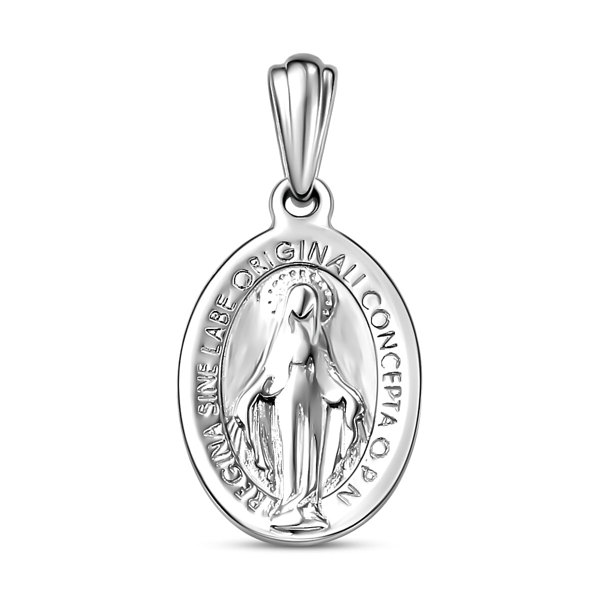 GP - Embossed Miraculous Medal Pendant in Platinum Overlay Sterling Silver