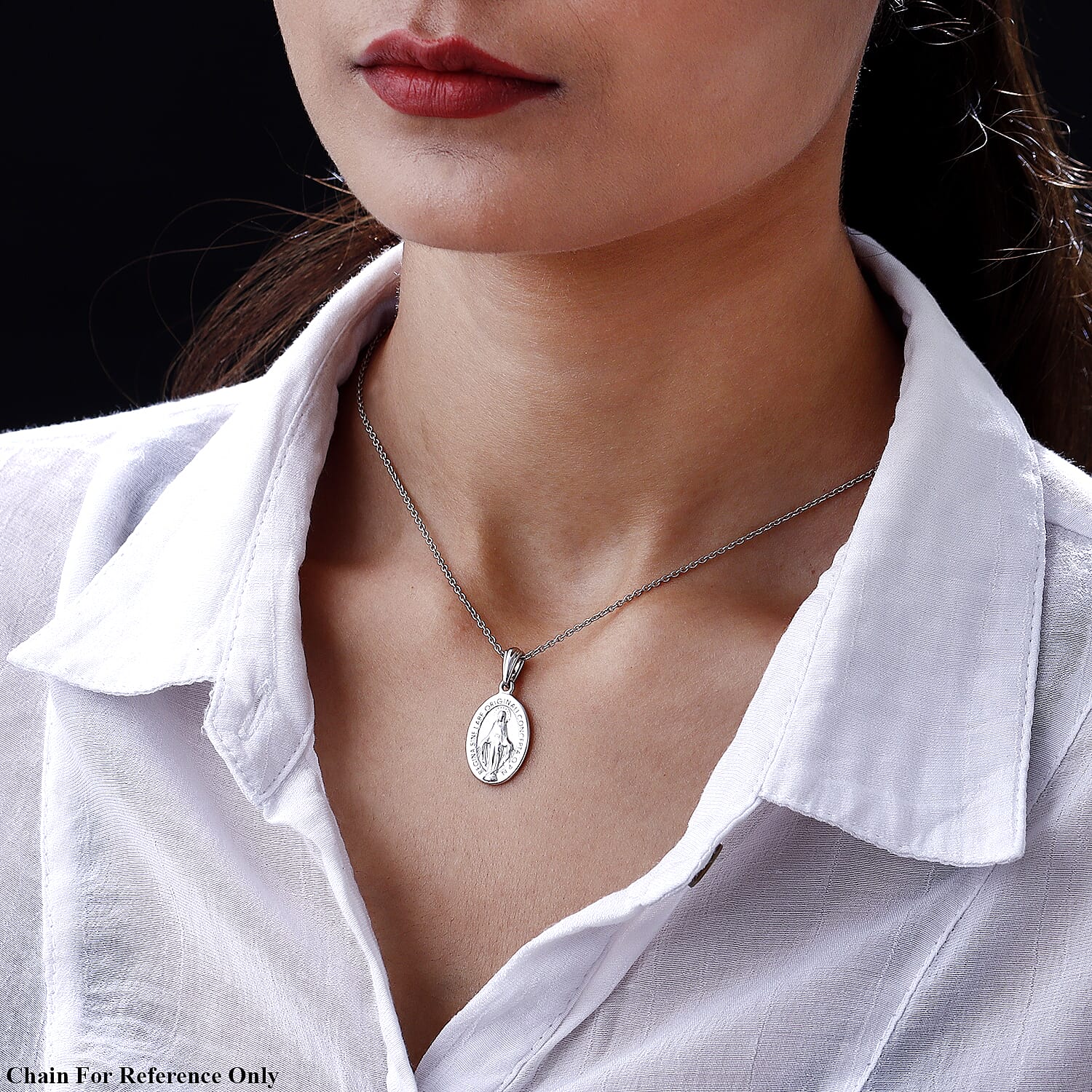 GP - Embossed Miraculous Medal Pendant in Platinum Overlay Sterling Silver