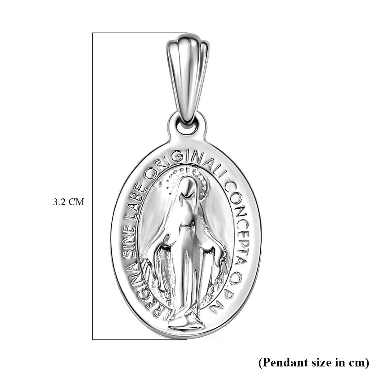 GP - Embossed Miraculous Medal Pendant in Platinum Overlay Sterling Silver