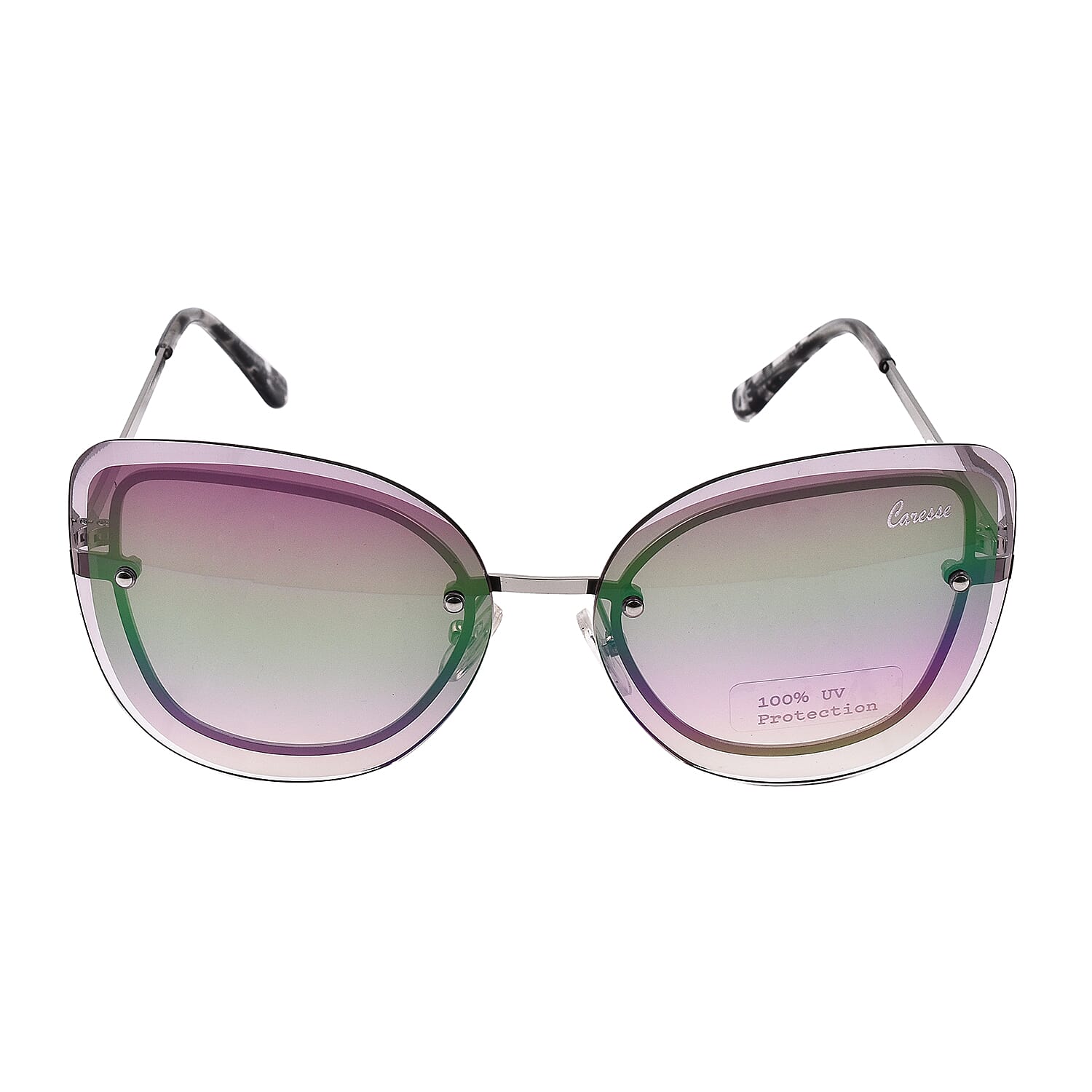 Stylish Cat Eye Sunglasses with Metal Frame - Black