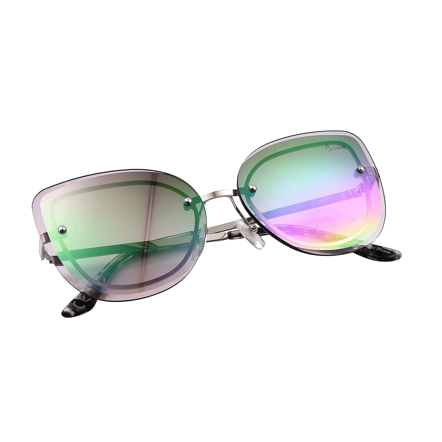 Stylish Cat Eye Sunglasses with Metal Frame - Black